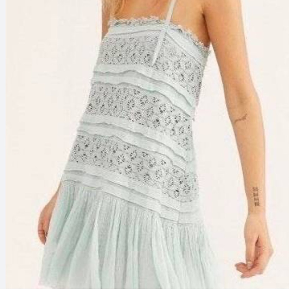 Free People teal lace dress